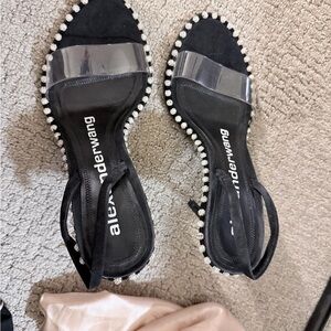 Alexander Wang Black Sandals with Clear Strap and Crystal Trim